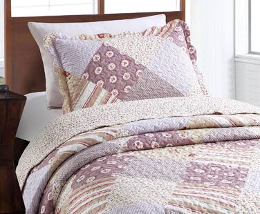 Комплект постільної білизни Brilliant Sunshine Grey Heart Love Patchwork (2 шт.): ковдра та наволочка, двоспальне ліжко, стегане покривало, рожевий, для дому