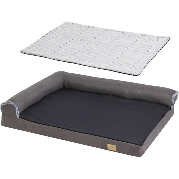Ортопедичне ліжко для собак BingoPaw XL: велике, зручне, знімний чохол, водонепроникна підстилка, 120x90x25 см