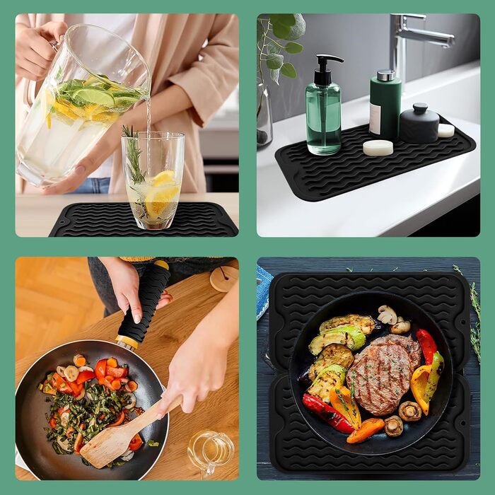 Килимок для сушіння посуду Netrox Silikon 30x15 см - харчовий, неслизький, термостійкий до 230°C