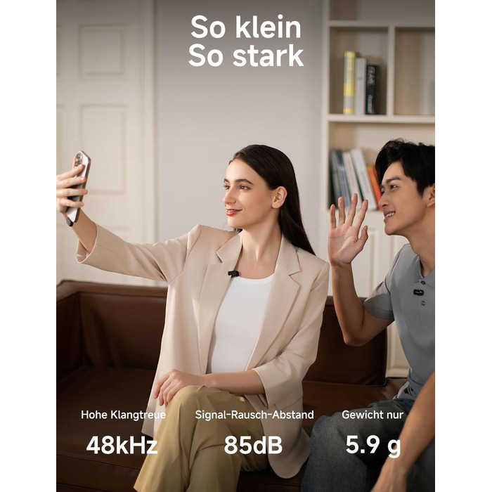 Мікрофон MAONO Wave T1 Mini USB-C: бездротовий, для iPhone/Android, з шумозаглушенням, для YouTube, Vlog, запису звуку