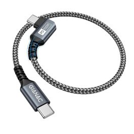 Кабель USB-C на USB-C 100W, 90° з E-Mark, 15 см, для Macbook Pro/Air, iPad Pro, Samsung Galaxy, Huawei