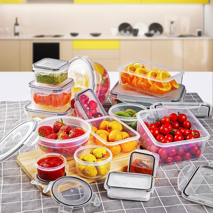 Набір контейнерів для зберігання їжі Jim's Store (30 шт.) з кришками, 15 контейнерів + 15 кришок. Високоякісні, герметичні контейнери для кухні, мікрохвильової печі та морозильної камери.