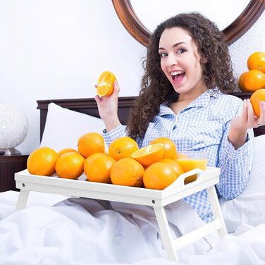 Набір з 2 столів-таць Mxbamhyc з бамбука: для сніданку, сервірування, з підставкою для телефону, білий