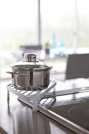 YAMAZAKI 2748 Tower Storage for the Kitchen Area, Minimalist Design, Steel, White, 22 x 22 x 5 cm (LxBxH)