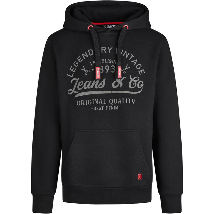Чоловічий худі riverso Regular Fit RIVArmin з капюшоном та принтом, чорний (3XL)