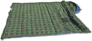 Спальний мішок Alexika Tundra Plus - теплий, зручний, прямокутний, 3-сезонний для дорослих та сімей, для кемпінгу та відпочинку на природі при низьких температурах (-2°C), з компресійним мішком, ліворуч