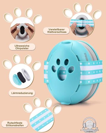 Навушники для захисту від шуму Lilian&Gema для немовлят - 2 в 1, блакитні