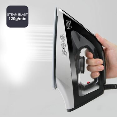 Праска Black+Decker BXSS2401E, 2400 Вт, відпарювач, 1,5 л, регулювання температури, ECO-режим, готова за 1 хв