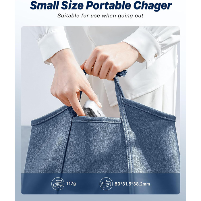 Портативний Power Bank ZKAPOR 5000mAh з USB-C, 20W PD, білий. Швидка зарядка для iPhone, Galaxy та USB-C телефонів