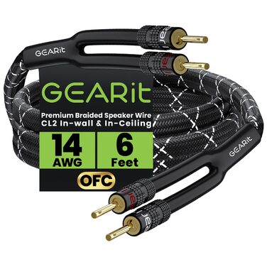Акустичний кабель GEARit OFC 2 x 2,50 мм², 1.8 м, 14 AWG CL2, Hi-Fi кабель для колонок з позолоченими банановими роз'ємами, чорний