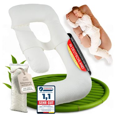 Подушка для вагітних та годування XL з піни Memory Foam, бавовняний чохол, коричнева