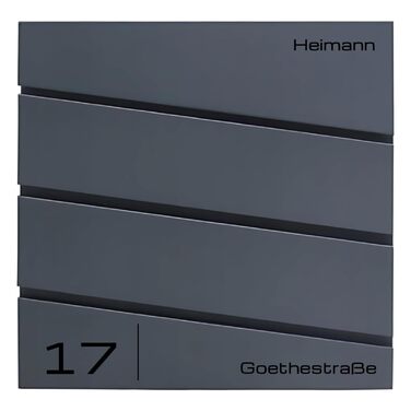 Поштова скринька Verda Anthrazit з газетницею, порошкове покриття AkzoNobel, 2 ключі, табличка з ім'ям, персоналізована, дизайнерська настінна, нержавіюча сталь (Sn3645-1)