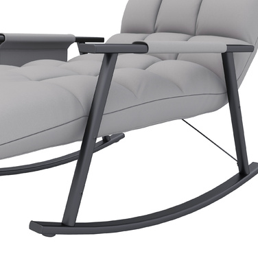 HOMCOM Rocking Chair with Adjustable Backrest & Footrest, Side Pocket, Microfiber Upholstery, Metal Frame, Grey