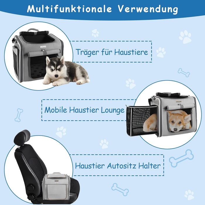 Корзина для собак на велосипед, розширювана, складна, з 4 дверцятами та сітковими вікнами, сумка-рюкзак для тварин, для котів та собак середніх розмірів