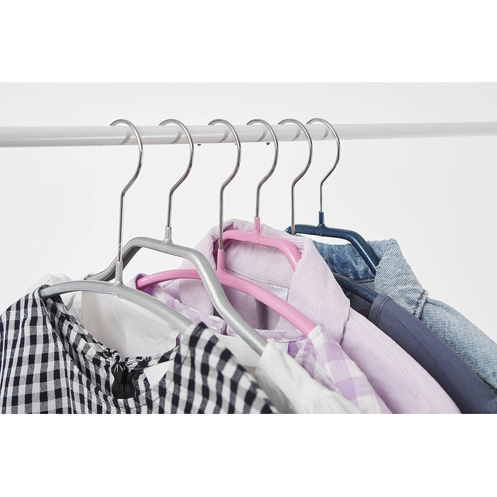 MAWA Clothes Hangers, Set of 10 high-quality, space-saving, non-slip clothes hangers, ideal for T-shirts and sweaters, with a 360° rotatable hook and non-slip coating, 46 cm, Black