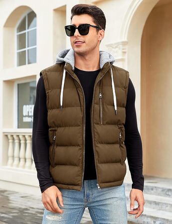 Чоловіча степкова жилетка Vancavoo з капюшоном, тепла зимова жилетка для активного відпочинку, спортивна жилетка, перехідна куртка, колір кава, розмір S
