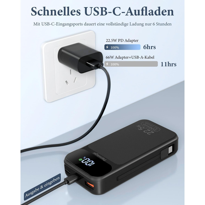 Power Bank 25800 mAh з LCD екраном: швидка зарядка PD3.0 QC4.0 для смартфонів та планшетів