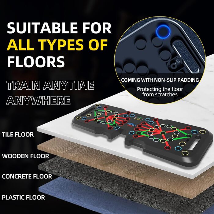 CRAZYROPE Foldable 41-in-1 Push-Up Board with Counter, Wide Push-Up Board with Grips for Muscle Training and Strength Training, 41 Combination Positions Countable Model with Resistance Bands
