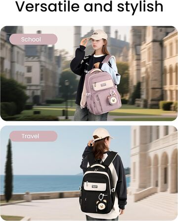 Шкільний рюкзак Makukke для дівчаток, водонепроникний, 30л, для 5 класу, з милим брелоком, зелений