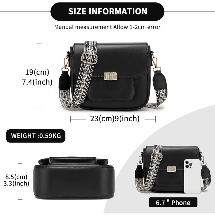 Сумка жіноча Miss Lulu середнього розміру через плече, екошкіра та замша, вінтажний стиль, чорна (2513)