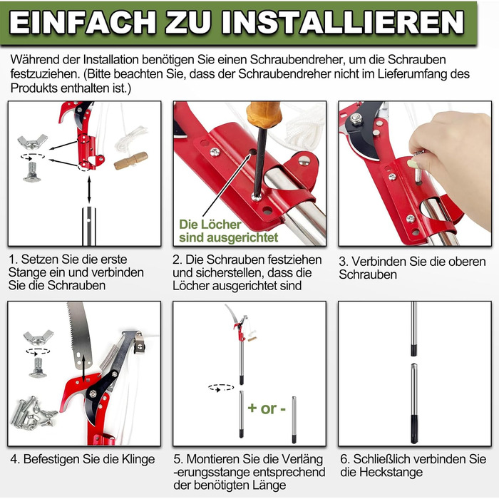 Telescopic Pruning Saw with Pole Saw, 82-402cm Pole Saw with Telescopic Handle, Adjustable Length Pulley Garden Saw Tree Saw, Lightweight Stainless Steel Telescopic Saw High Reacher, Manual Tree Shears for High Branches
