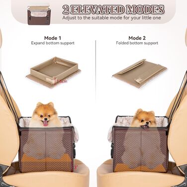 Автомобільне ліжко для собак Petfit, кошик для собак у машину, з кріпленням для безпечного ременя, для маленьких собак, знімні чохли, шкіра, темно-коричневий (S)