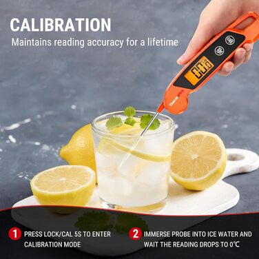 Термометр для м'яса ThermoPro TP03H: точний термометр-шпажка для гриля та приготування їжі, IPX6, великий дисплей, оранжевий