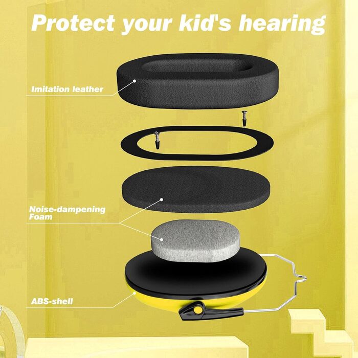 Навушники для захисту від шуму для дітей - комфортні, складні, для школи, аутизму, сну, навчання, ADHS, феєрверків, концертів (1 шт., жовті)