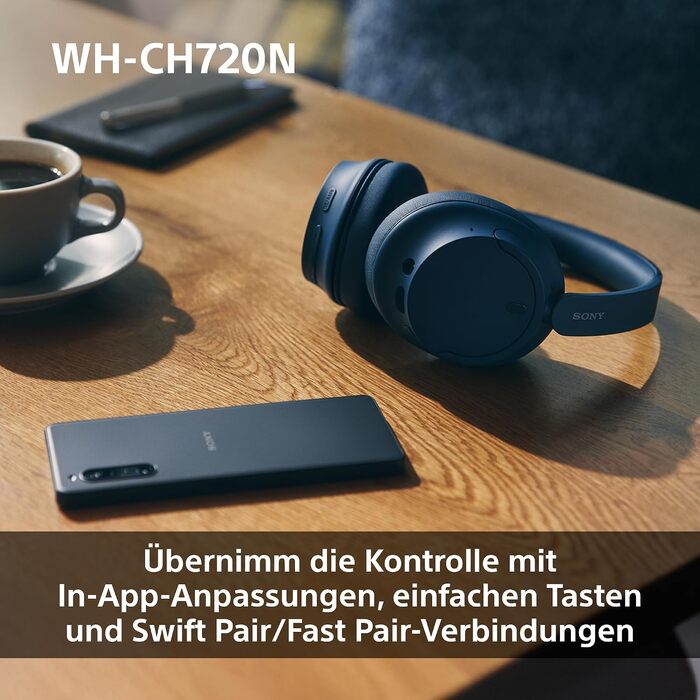 Бездротові Bluetooth-навушники Sony WH-CH720N з активним шумозаглушенням, до 50 годин автономної роботи, рожеві
