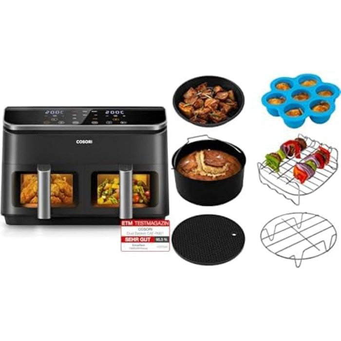 Аерофритюрниця COSORI R901 8.5 л з 6 аксесуарами, чорна