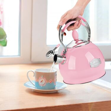 Квітковий чайник 2.6L з нержавіючої сталі з термостійкою ручкою, сумісний з усіма плитами (індукційними)