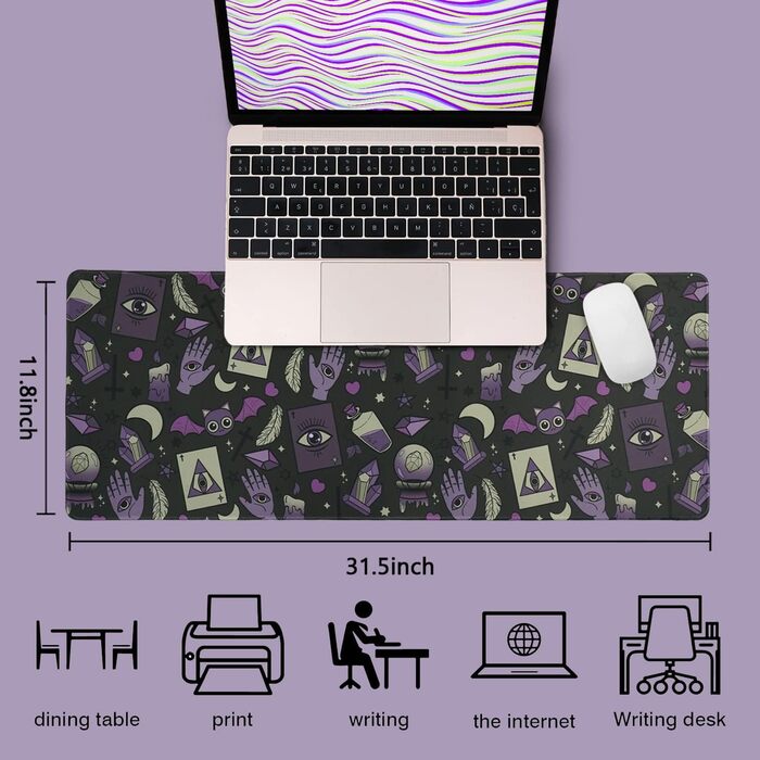 Мат для миші Sakura XL чорний з квітами сакури, 31.5 x 11.8 дюймів