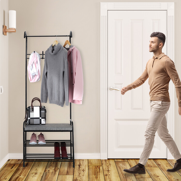 Relaxdays Wardrobe with Shoe Rack & Bench