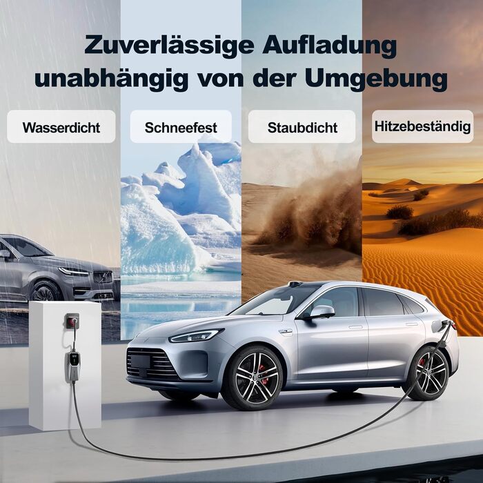 Кабель для зарядки електромобіля Type 2, 3.6KW, 6A-16A, LED-дисплей, 8м, IP65, IEC 62196-2, EU-Schuko