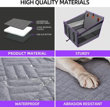 Автомобільний лежак для собак середніх розмірів, сірого кольору (Large)