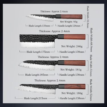 Ніж кухарський Santoku HEZHEN 18,5 см, сталь Дамаск, японський стиль Gyuto, дерев'яна рукоятка