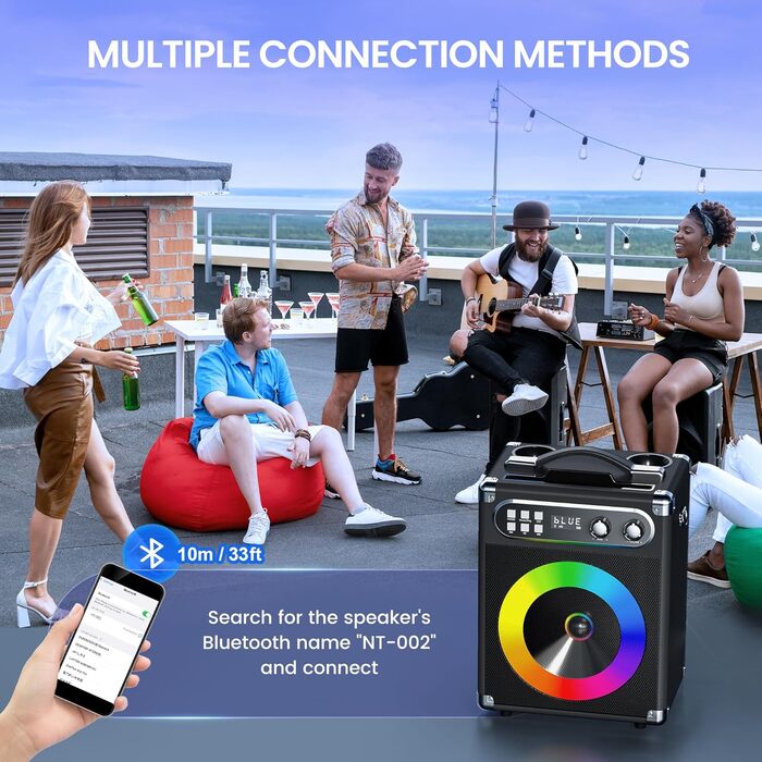 Портативна караоке-система: 20W PA-система з 2 бездротовими мікрофонами UHF та акумуляторами, для дому