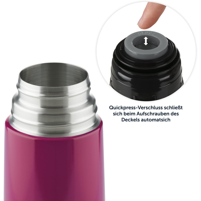 Термос Blumtal® 500 мл з нержавіючої сталі, без BPA, з чашкою. Червоний/Ягода. Зберігає тепло та холод.