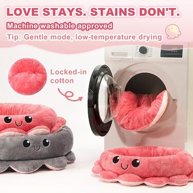 Кругле ліжко для собак та котів XL, рожево-червоне, Boho стиль, з м'яким знімним подушечкою, ліжко-антистрес для великих собак