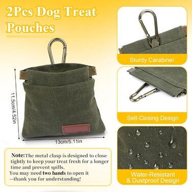 Сумка для ласощів для собак, тренувальна, ручна, з карабіном, для цуценят, собак, для подорожей, чорна, зелена, 2 шт.