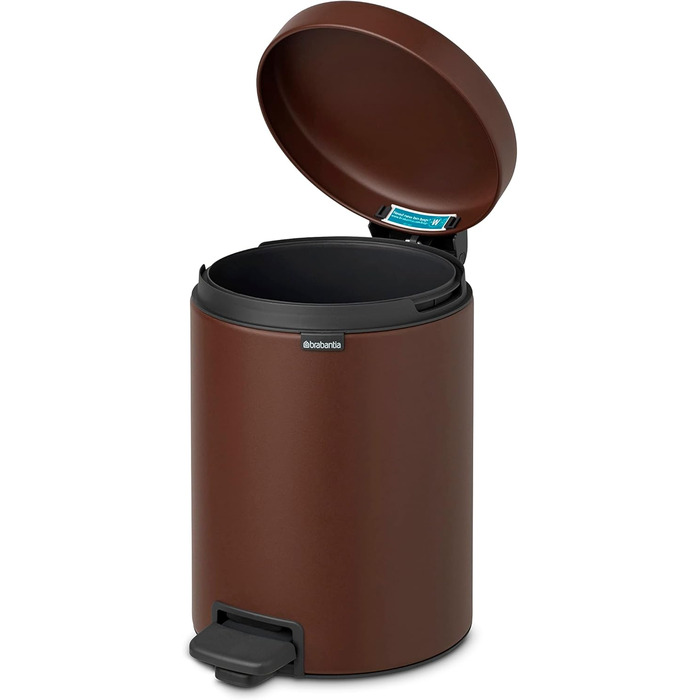 Відро для сміття Brabantia NewIcon 30L з м'яким закриттям, педальним механізмом та знімним внутрішнім відром (29 x 38 x 68 см, коричневе)