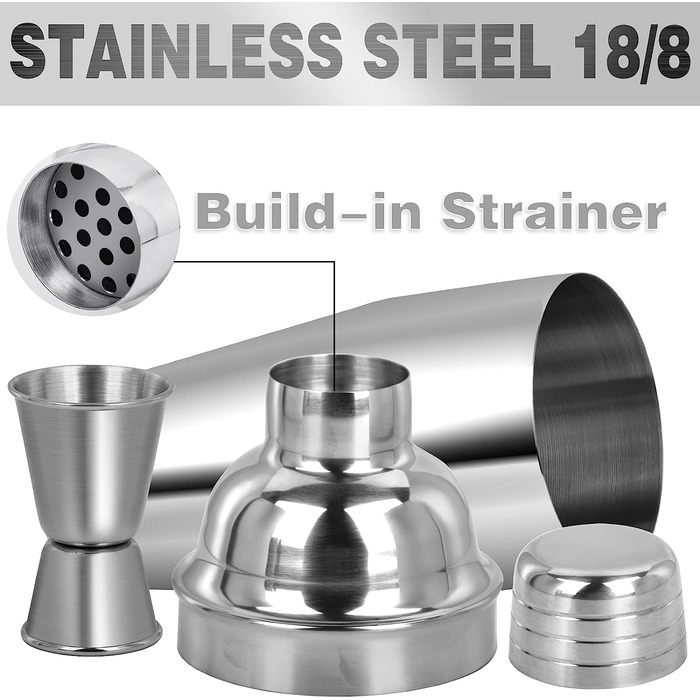 Набір для коктейлів 750мл: шейкер, 24 аксесуари, міксер, джигер, бостонський шейкер, барний декор для чоловіків та жінок