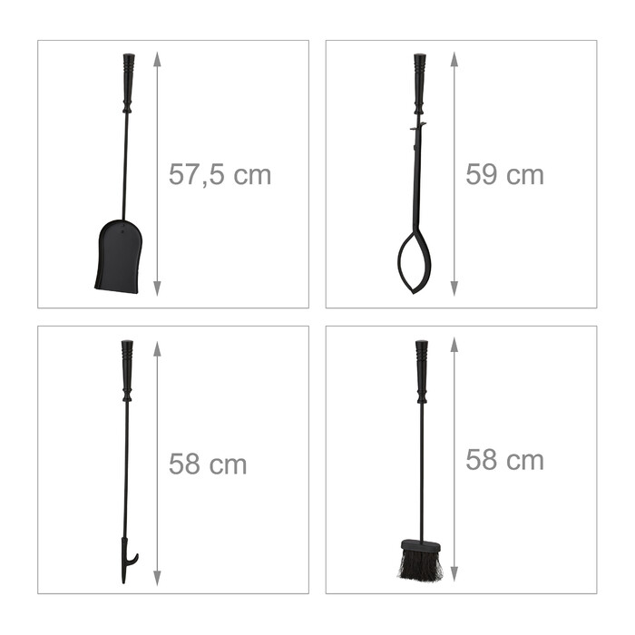 Relaxdays 5-Piece Fireplace Tool Set in Black