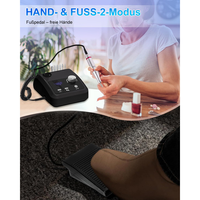 Електричний фрезер для нігтів CozyZen Professional: набір для манікюру та педикюру з LCD-дисплеєм, 45000 об/хв, для акрилу та гелю