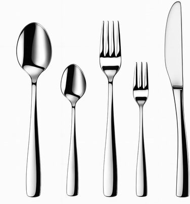 Набір столових приборів 60 предметів для 12 осіб з нержавіючої сталі – елегантний набір, полірований до блиску, безпечний для посудомийної машини, стійкий до корозії. Модель 4