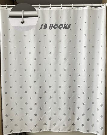 Штора для душу YOUNG DA текстильна біло-сіра з малюнком 