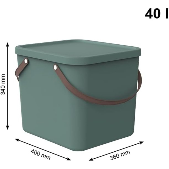 Rotho Albula Storage Box 40l with Lid, Plastic (Recycled PP), Green, 40l (40.0 x 40.0 x 34.0 cm)