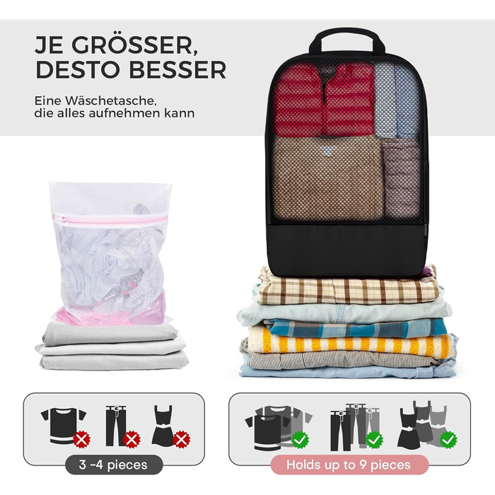 Набір кубиків для пакування багажу BAGLHER - Органайзери для подорожей, водонепроникні, чорні