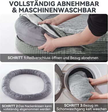 Ортопедичне ліжко для собак Pawk, середні та великі породи, з підтримкою шиї, з Memory Foam, водонепроникне, знімний чохол (Світло-сірий, XL-L 107 x 81 x 19 см)