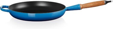 Сковорода Le Creuset Signature чавунна з дерев'яним ручками (Azure, 28 см)